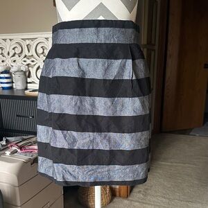 French Connection Black and Gray Striped Mini Skirt